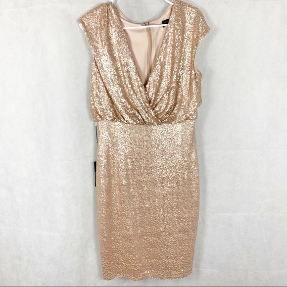 Tadashi Shoji Surplice Sequin Dress - Picture 7 of 15